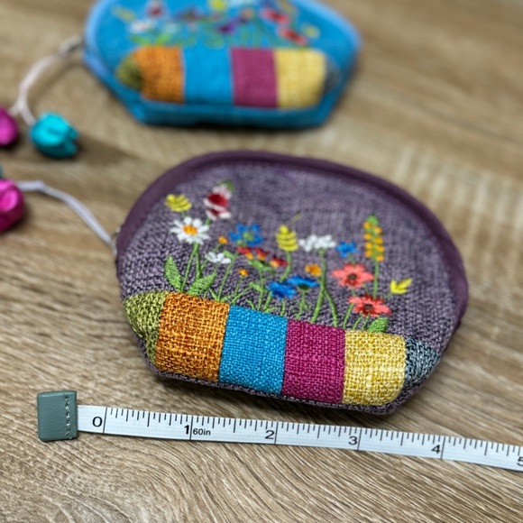 Embroidered flower Zip Bag Craft Cloth Small Bag Women | 2 Cute Coin Purses - Picture 7 of 9